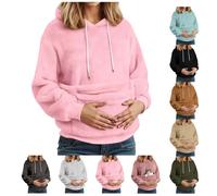 Générique Sweat à Capuche Femme en Peluche avec Grande Poche pour Son Chien Chat, Hoodie Hiver en Polaire Douce à Cordon Coulissant, Sweatshirt Poche D'Kangourou Doux et Confortable Ample, S-XXL (S)