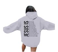 Générique Sweat A Capuche Femme Hiver Décontracté Col Rond À Imprimé Lettres Dieu Jésus pour Tenue Quotidienne Idéal pour Cadeaux De Noël