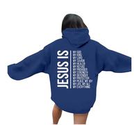 Générique Sweat A Capuche Femme Hiver Décontracté Col Rond À Imprimé Lettres Dieu Jésus pour Tenue Quotidienne Idéal pour Cadeaux De Noël