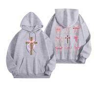 Générique Sweat à Capuche Femme Imprimé au Dos, Pull À Enfiler Coupe Ample, Haut Décontracté Style Mode Quotidien