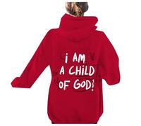 Générique Sweat à Capuche Femme Manches Longues Décontracté Chaude Chic Et Elegant Street Cotton Sweatshirt avec Poches Hoodies I am a Child of God Imprimé Top