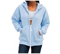 Générique Sweat a Capuche Femme Manches Longues Zippé Coupe Ample Hoodie Classique Décontractés Automne Sweat avec Cordon de Serrage et Poches Comfort Everyday