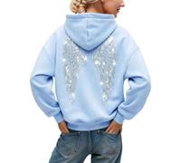 Générique Sweat à Capuche Femme pailleté avec Ailes d'ange, Coupe Oversize Tendance Automne-Hiver, Pull Hoodie Confortable et décontracté, Style Streetwear Y2K, Festivals et Sorties Entre Amis