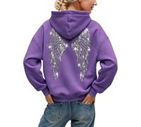 Générique Sweat à Capuche Femme pailleté avec Ailes d'ange, Coupe Oversize Tendance Automne-Hiver, Pull Hoodie Confortable et décontracté, Streetwear, Festivals et Sorties Entre