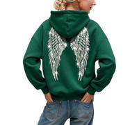 Générique Sweat à Capuche Femme pailleté avec Ailes d'ange, Coupe Oversize Tendance Automne-Hiver, Pull Hoodie Confortable et décontracté, Style Streetwear Y2K, Festivals et Sorties Entre Amis