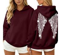 Générique Sweat à Capuche Femme pailleté avec Ailes d'ange, Coupe Oversize Tendance Automne-Hiver, Pull Hoodie Confortable et décontracté, Style Streetwear Y2K, Festivals et Sorties Entre Amis,S-5XL