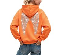 Générique Sweat à Capuche Femme pailleté avec Ailes d'ange, Coupe Oversize Tendance Automne-Hiver, Pull Hoodie Confortable et décontracté, Streetwear, Festivals et Sorties Entre