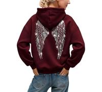Générique Sweat à Capuche Femme pailleté avec Ailes d'ange, Coupe Oversize Tendance Automne-Hiver, Pull Hoodie Confortable et décontracté, Style Streetwear Y2K, Festivals et Sorties Entre Amis