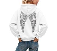 Générique Sweat à Capuche Femme pailleté avec Ailes d'ange, Coupe Oversize Tendance Automne-Hiver, Pull Hoodie Confortable et décontracté, Style Streetwear Y2K, Festivals et Sorties Entre Amis
