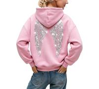 Générique Sweat à Capuche Femme pailleté avec Ailes d'ange, Coupe Oversize Tendance Automne-Hiver, Pull Hoodie Confortable et décontracté, Style Streetwear Y2K, Festivals et Sorties Entre Amis