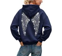 Générique Sweat à Capuche Femme pailleté avec Ailes d'ange, Coupe Oversize Tendance Automne-Hiver, Pull Hoodie Confortable et décontracté, Style Streetwear Y2K, Festivals et Sorties Entre Amis