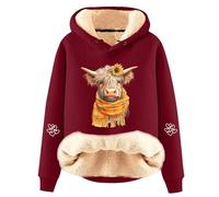 Générique Sweat à Capuche Femme Polaire Laine Mignonne Imprimé Vache Manches Longues Pullover Décontracté Tenue Hiver Confortable Quotidien M54(XXXL)