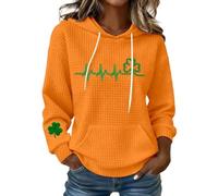 Générique Sweat à Capuche Femme Pull Ample Saint Patrick Cordon Poches Confort Festif pour la Célébration pour Les Défilés et Les Soirées Thématiques (Orange, XL)