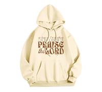 Générique Sweat à Capuche Femme Pull Col Rond Imprimé Jésus Lettrage Confort pour Le Quotidien Parfait pour Les Rencontres Spirituelles et Les Jours de Foi(Light Yellow, S)