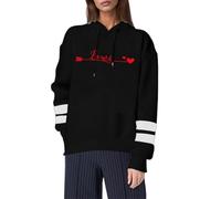 Générique Sweat à Capuche Femme Pull Imprimé Cœur Saint Valentin Confort pour l'hiver Parfait pour Les Dîners Romantiques et Les Soirées Tendres en Février(Black, S)