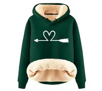 Générique Sweat à Capuche Femme Pull Imprimé Flèche Cœur Épais Molleton Confort pour Le Froid Parfait pour Les Sorties en Amoureux et Les Câlins(Green, M)