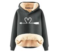 Générique Sweat à Capuche Femme Pull Imprimé Flèche Cœur Épais Molleton Confort pour Le Froid Parfait pour Les Sorties en Amoureux et Les Câlins(Dark Gray, XXXXL)