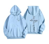 Générique Sweat à Capuche Femme Pull Imprimé Jésus Lettrage Poche Confort pour Le Quotidien Parfait pour Les Rencontres de Foi et Les Jours de Détente(Light Blue, M)