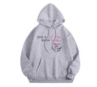 Générique Sweat à Capuche Femme Pull Imprimé Lettrage Amour de la Lecture Confort pour Le Quotidien Parfait pour Les Journées de Détente avec Un Bon Livre(Light Gray, XL)