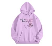 Générique Sweat à Capuche Femme Pull Imprimé Lettrage Amour de la Lecture Confort pour Le Quotidien Parfait pour Les Journées de Détente avec Un Bon Livre(Light Purple, L)