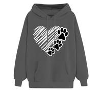 Générique Sweat à Capuche Femme Pull Imprimé Lettrage Cœur Mode Confort pour Le Quotidien Parfait pour Les Sorties Shopping et Les Jours d'amour(Dark Gray, M)