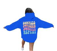 Générique Sweat à Capuche Femme Pull Imprimé Lettrage Épaules Tombantes Confort pour Le Campus Parfait pour Les Cours et Les Sorties Entre Étudiants(Blue, XXXXXL)