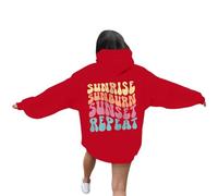 Générique Sweat à Capuche Femme Pull Imprimé Lettrage Épaules Tombantes Confort pour Le Campus Parfait pour Les Cours et Les Sorties Entre Étudiants(Red, M)