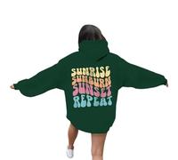 Générique Sweat à Capuche Femme Pull Imprimé Lettrage Épaules Tombantes Confort pour Le Campus Parfait pour Les Cours et Les Sorties Entre Étudiants(Dark Green, XXXXL)