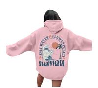 Générique Sweat à Capuche Femme Pull Imprimé Lettrage Oversize Poche Cordon Confort pour l'Automne Parfait pour Les Sorties Street et Les Soirées(XXL)