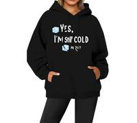 Générique Sweat à Capuche Femme Pull Imprimé Oversize Molleton Doux Confort Streetwear pour Un Style Branché pour Les Sorties Entre Amis et Les W nds (Black, XL)