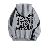Générique Sweat à Capuche Femme Pull Imprimé QR Code Col Rond Street Confort pour Le Quotidien Parfait pour Les Soirées G t Les Sorties Techno(Grey, XL)