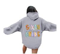 Générique Sweat à Capuche Femme Pull Imprimé Rentrée des Classes Enseignante Poche Confort pour l'Automne Parfait pour Les Cours et Les Journées d'École(Grey, M)