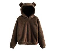 Générique Sweat à Capuche Femme Pull Oreilles de Lapin Polaire Douce Confort pour l'hiver Parfait pour Les Soirées Mignonnes et Les Câlins(Coffee, L)
