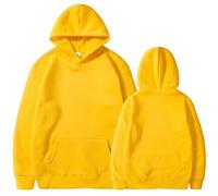 Générique Sweat à Capuche Femme Pull Uni Cordon Personnalisable Confort pour Le Quotidien Parfait pour Les Créations Originales et Les Cadeaux(Yellow, M)