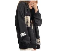 Générique Sweat à Capuche Femme Rétro Coupe Ample Automne Hiver Cardigan à Capuche Loose Pull Capuche Chaud Confortable Douillet