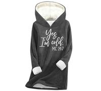 Générique Sweat à Capuche Femme Robe Pull Molletonnée Douce Confort Hiver pour Un Style Cocooning pour la Maison et Les Soirées Détente au Coin du Feu(Grey, XXXL)