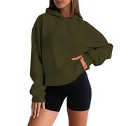 Générique Sweat à Capuche Femme Surdimensionné Unicolore Manches Longues Col Rond Décontracté Hoodie Pullover Basique Doux Confortable pour Saisons Automne et Hiver Vêtement Chaud Feminin