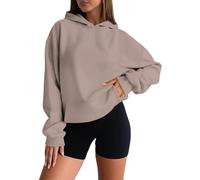 Générique Sweat à Capuche Femme Surdimensionné Unicolore Manches Longues Col Rond Décontracté Hoodie Pullover Basique Doux Confortable pour Saisons Automne et Hiver Vêtement Chaud Feminin
