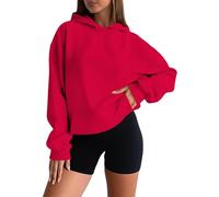 Générique Sweat à Capuche Femme Surdimensionné Unicolore Manches Longues Col Rond Décontracté Hoodie Pullover Basique Doux Confortable pour Saisons Automne et Hiver Vêtement Chaud Feminin