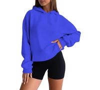 Générique Sweat à Capuche Femme Surdimensionné Unicolore Manches Longues Col Rond Décontracté Hoodie Pullover Basique Doux Confortable pour Saisons Automne et Hiver Vêtement Chaud Feminin