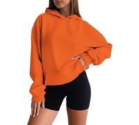 Générique Sweat à Capuche Femme Surdimensionné Unicolore Manches Longues Col Rond Décontracté Hoodie Pullover Basique Doux Confortable pour Saisons Automne et Hiver Vêtement Chaud Feminin
