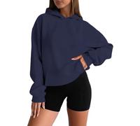 Générique Sweat à Capuche Femme Surdimensionné Unicolore Manches Longues Col Rond Décontracté Hoodie Pullover Basique Doux Confortable pour Saisons Automne et Hiver Vêtement Chaud Feminin