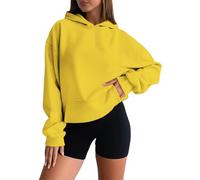 Générique Sweat à Capuche Femme Surdimensionné Unicolore Manches Longues Col Rond Décontracté Hoodie Pullover Basique Doux Confortable pour Saisons Automne et Hiver Vêtement Chaud Feminin