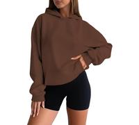 Générique Sweat à Capuche Femme Surdimensionné Unicolore Manches Longues Col Rond Décontracté Hoodie Pullover Basique Doux Confortable pour Saisons Automne et Hiver Vêtement Chaud Feminin