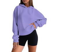 Générique Sweat à Capuche Femme Surdimensionné Unicolore Manches Longues Col Rond Décontracté Hoodie Pullover Basique Doux Confortable pour Saisons Automne et Hiver Vêtement Chaud Feminin