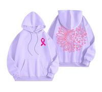 Générique Sweat à Capuche Femme Sweatshirt Imprimé Cœur Ruban Rose Confort pour Le Quotidien Parfait pour Les Rencontres Solidaires et Les Moments de Détente(Purple, XXL)