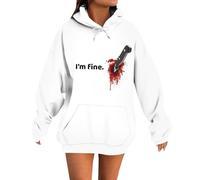 Générique Sweat à Capuche Femme Sweatshirt Imprimé Lettrage Halloween Confort Décontracté pour Les Soirées Thématiques Idéal pour Les Célébrations Entre Amis (Red, XXXL)