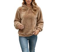 Générique Sweat à Capuche Femme Veste Polaire Double-Face Oversize, Sweatshirt Manche Longue Couleur Unie avec Poches Cordon de Serrage, Décontracté Chaud Sport Vêtements Quotidien Automne Hiver