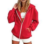 Générique Sweat a Capuche Femme Zippé Manche Longue Sport Sweatshirts Confortable Décontracté Ample Pullover Casual Streetwear Automne Hoodie avec Poches Couleur Unie S-3XL