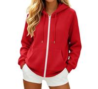 Générique Sweat à Capuche Femme Zippé Printemps Automne Manches Longues Couleur Unie Chic et Élégant Cyclisme Sweatshirt Ample Décontracté Running Jogging Randonnée avec Poche à Manches Raglan